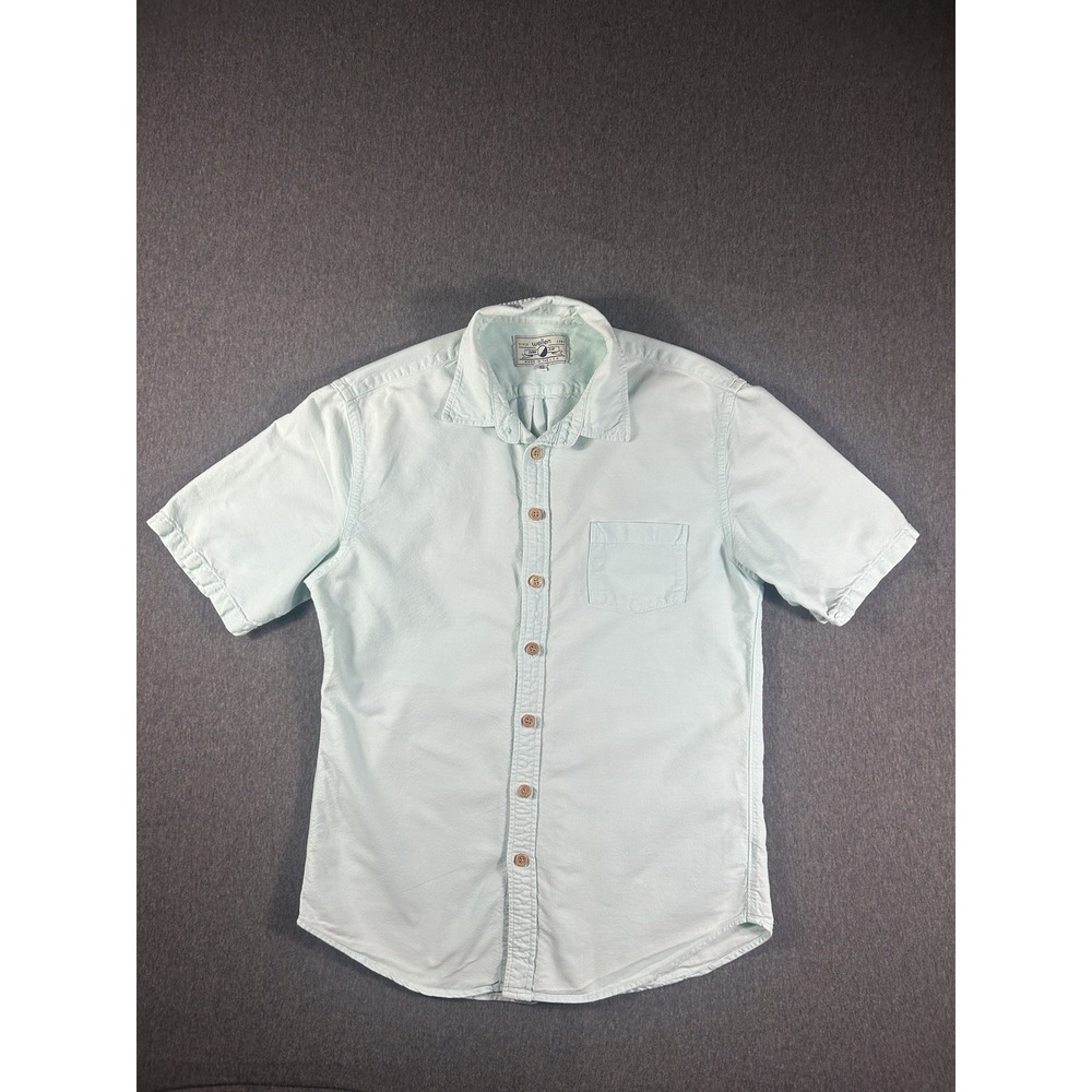 Wellen Men's Short Sleeve Button Down Shirt Seafoam Green Small Made in USA Smal
